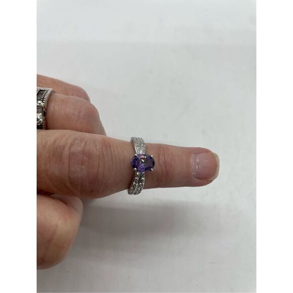 New Avon Purple Peace Sterling Silver CZ Ring Size 6  Collectors or Gift Idea - Picture 14 of 14